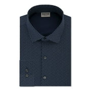 Kenneth Cole Reaction $69.50 Men's Slim-Fit Blue Print Dress Shirt 17 36/37 B+B