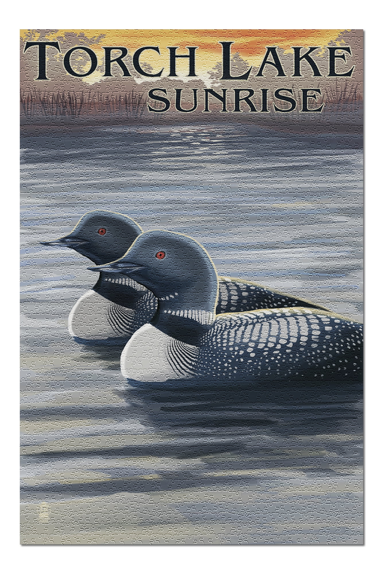 Torch Lake, Michigan - Loons Scene (20x30 Premium 1000 ...