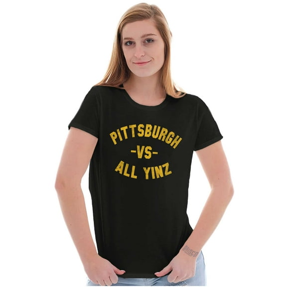 Pittsburgh Pennsylvania Vs All Yinz Womens Slim Fit Graphic Tee Brisco Brands S