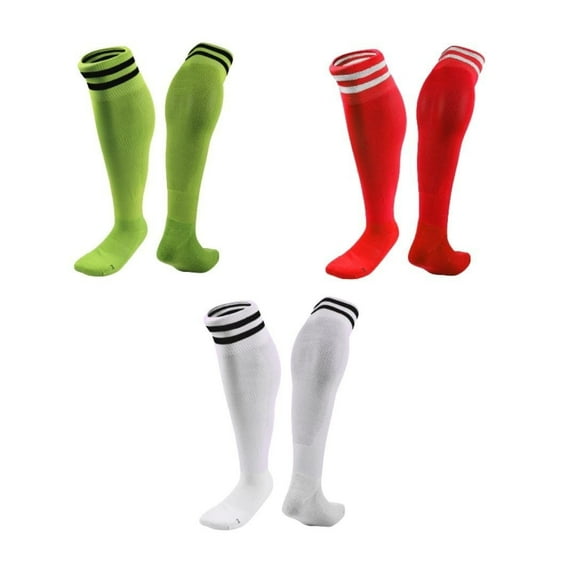 Lian LifeStyle 3 Pairs Knee High Sports Socks for Soccer, Softball, Baseball, Soccer, and Many Other Sports XL002 Size M Green,Red,White