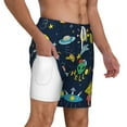thumbnail image 3 of Picia Funny Spaceships pattern Mens Swim Trunks with Compression Liner Stretch Beach Shorts Quick Dry with Zipper Pockets No-Chafing Board Shorts-XX-Large, 3 of 9
