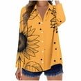 thumbnail image 6 of HOMBOM Womens Classic Fit Polo Shirts Button down Fall Yellow Long Sleeve Tops Floral for Women, 6 of 6