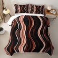 thumbnail image 2 of Homewish Ombre Wavy Line Bed Spread Queen,Contemporary Aesthetic Queen Coverlet Set,Orange,3 Pieces, 2 of 7