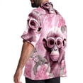 thumbnail image 3 of Pink Monkey Gorilla Men's Short Sleeve Poplin Shirts, Casual Printed Button Down Tops for Summer Beach, Unisex with Spread Collar, 3 of 6