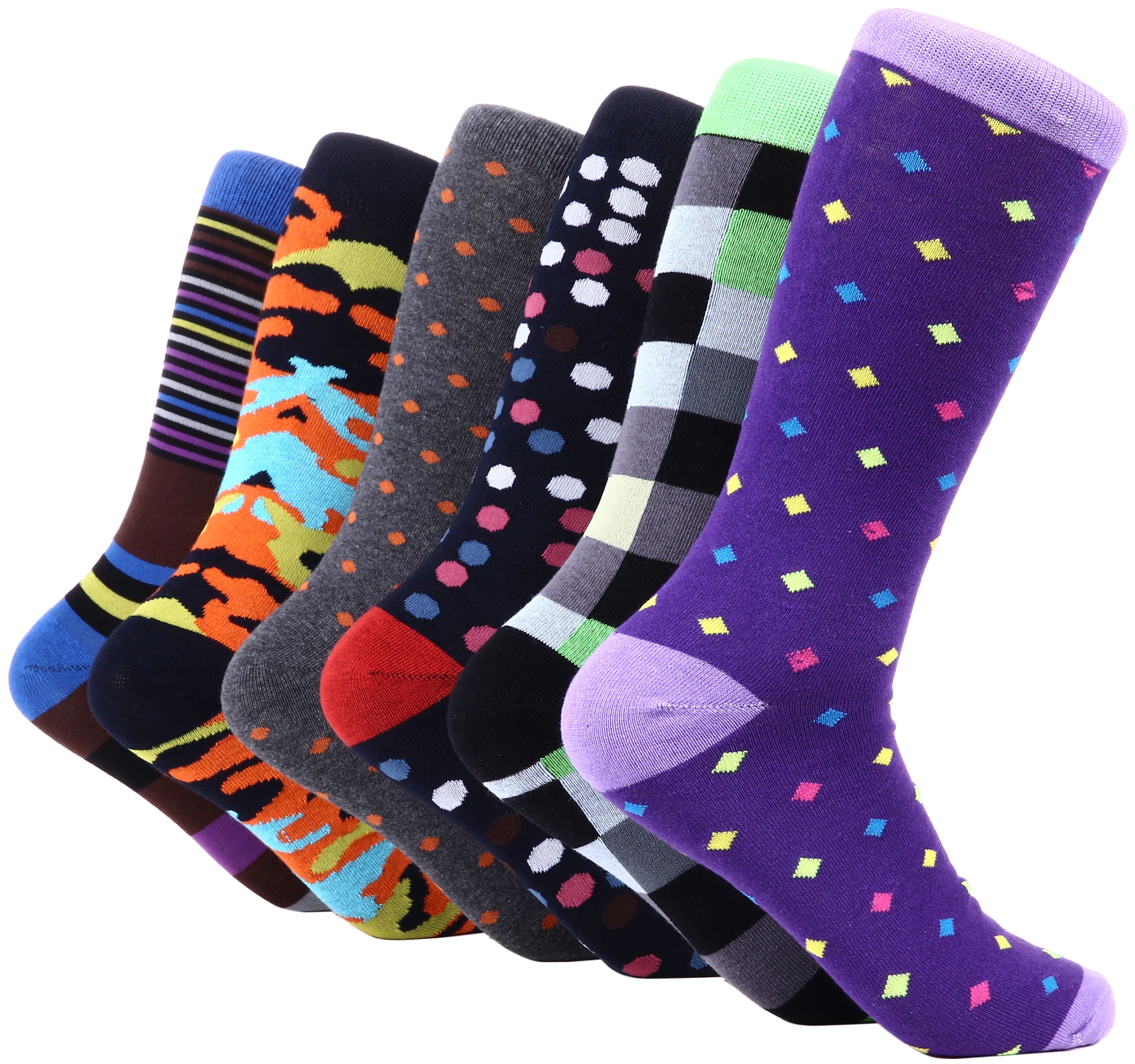 Marino Mens Dress Socks - Fun Colorful Socks for Men - Cotton Funky Socks - 6 Pack
