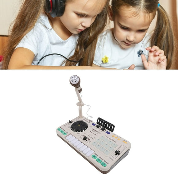 Electronic Musical DJ Toys, Lifelike Adjustable Volume Rhythm Rounded Edges Toddlers DJ Mixer Toys with Microphone for Boys Girls for Entertainment