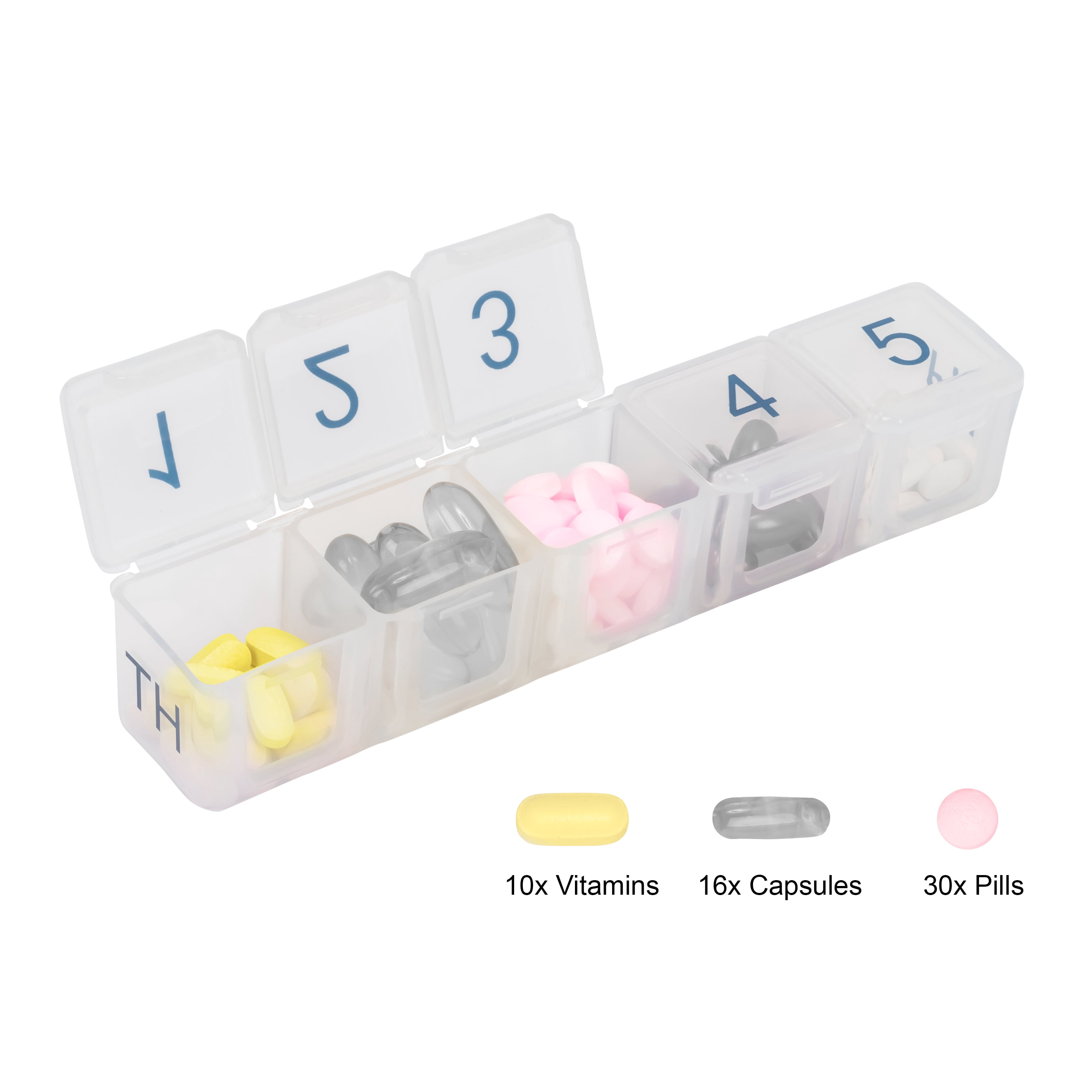 e-pill 5 Times a Day x 7 Day Large Weekly Pill Organizer - with Discreet Case