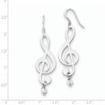thumbnail image 2 of Beautiful Sterling Silver Polished Crystal Music Note Shepherd Hook Earrings, 2 of 2