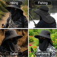 thumbnail image 6 of Sun Hats, Breathable Wide Brim Fishing Hat, UPF 50+ UV Protection Bucket Hat with Neck Flap and Removable Face Cover for Fishing Hiking Men Women, Khaki, 6 of 8