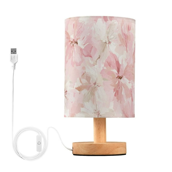 Pink Blossoms Bows Table Lamp with USB Port LED Warm Light Lamp Night Light Home Decor