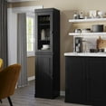 thumbnail image 3 of Palace Imports 100% Solid Wood 16.5" Kitchen Pantry Storage Cabinet with Glass Door and Adjustable Shelves, Black, 3 of 4