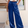 thumbnail image 5 of Gaukiv Womens Satin Drawstring Pants Silky Wide Leg Lounge Trousers Purple S, 5 of 5