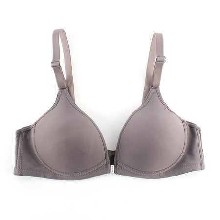 

Summer Women Push Up Seamless Thin Padded Bras Front Side Buckle Adjusted Closure Bras 3/4 Cup Breathble shapping Lady Underwear grey 75B