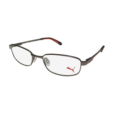 New Puma 15409 Mens/Womens Designer Full-Rim Brown / Red Classic Shape Adults Affordable Frame Demo Lenses 49-17-135 Flexible Hinges Eyeglasses/Glasses