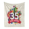 thumbnail image 1 of 35th Birthday Soft Flannel Fleece Throw Blanket, Middle Age Theme Greeting Present Number Fun Joy Colorful Geometric Design, Cozy Plush for Indoor and Outdoor Use, 60" x 80", Multicolor, by Ambesonne, 1 of 6