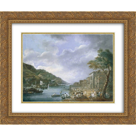 Luis Paret y Alcazar 2x Matted 24x20 Gold Ornate Framed Art Print 'The Quay, Olaveaga, Bilbao'
