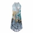 thumbnail image 4 of Pompotops Women Casual Slimming Draw Back Printed Short Sleeves Cold Shoulder Dress, 4 of 4