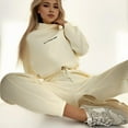 thumbnail image 6 of 2 Pcs/Set Women Top Pants Set Stand Collar Long Sleeve Elastic Cuff Sweatshirt Drawstring Stretchy High Waist Ankle-banded Trousers Sport Fitness Tracksuit, 6 of 7