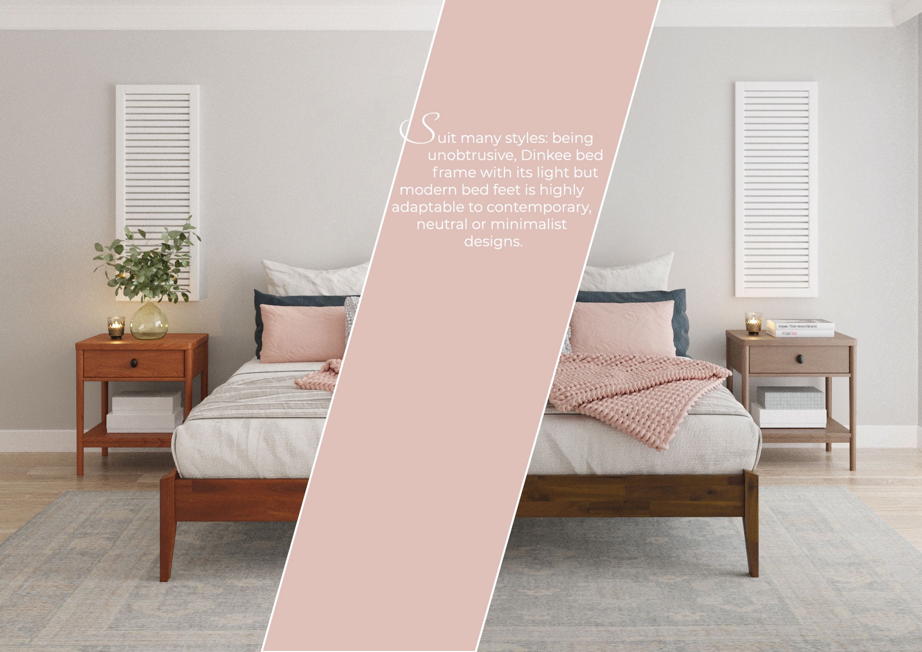 Bme Dinkee 15 Inch Signature Bed Frame Without Headboard - Modern & Minimalist Style with Acacia Wood - 12 Strong Wood Slat Support - Easy Assembly - No Box Spring Needed (Dark Chocolate, King)