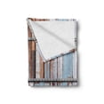 thumbnail image 2 of Wooden Print Soft Flannel Fleece Throw Blanket, Rustic Colored Rusty Planks with Old Ship Door Marine Themed Art, Cozy Plush for Indoor and Outdoor Use, 70" x 90", Blue Brown and White, by Ambesonne, 2 of 6