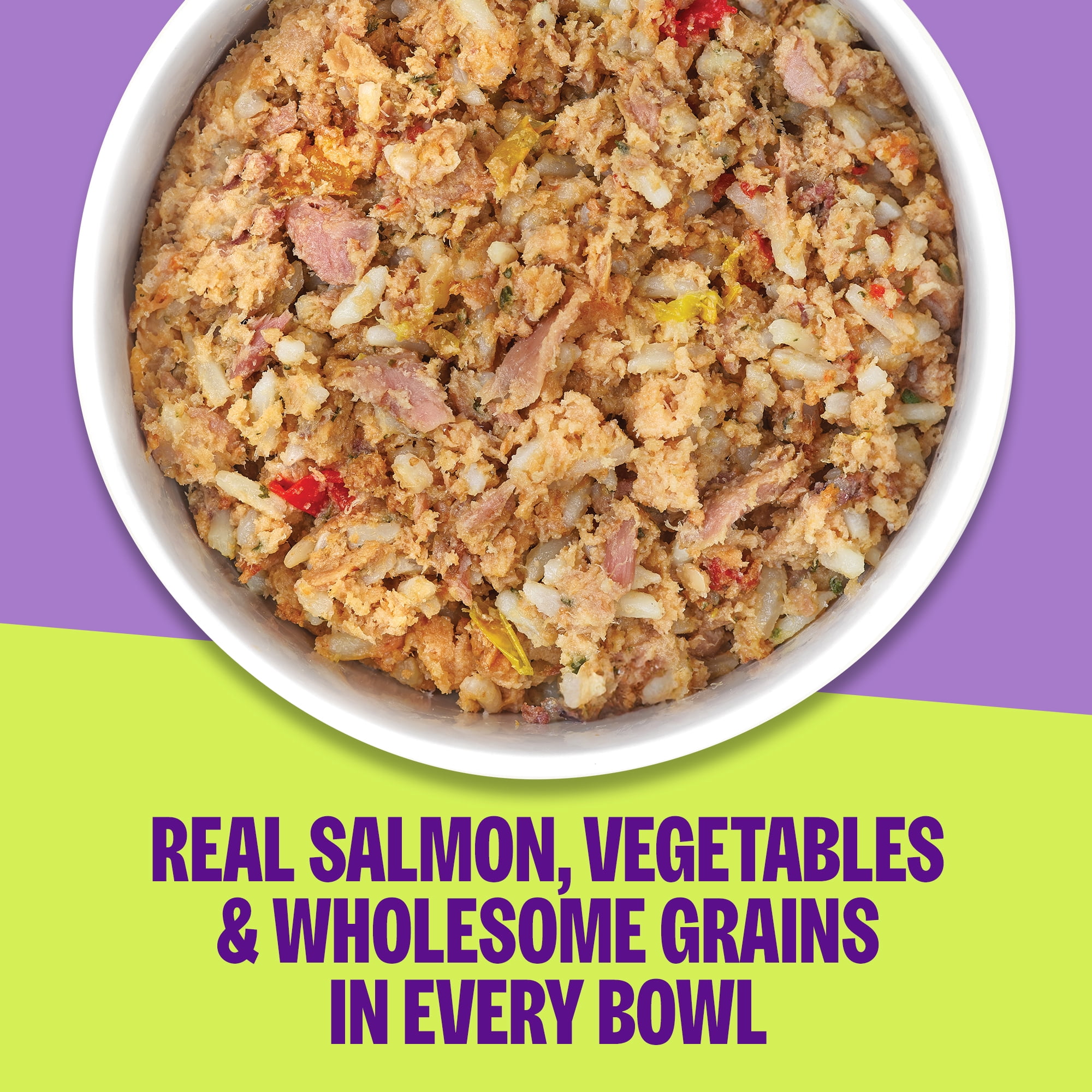 Wellness Protein Bowls, Adult Fresh Alternative Dog Food, Wholesome Grains, 6.2 Ounce Pouch, 6 Pack, (Salmon, Whitefish & Rice Recipe)