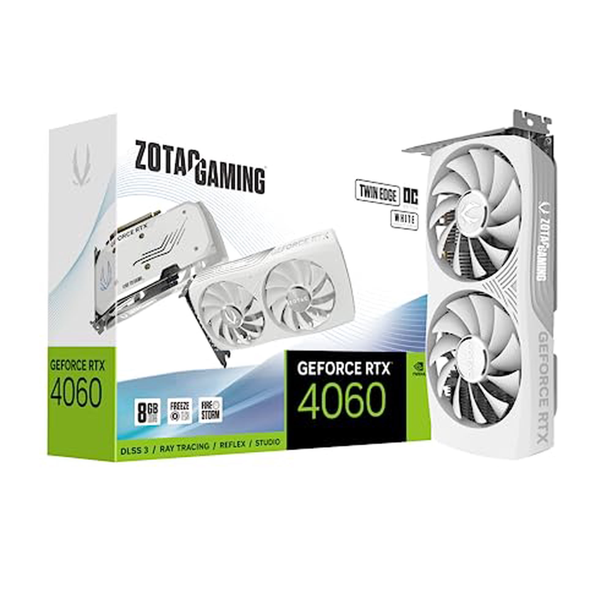 ZOTAC GAMING GeForce RTX 4060 8GB Twin Edge OC White Edition DLSS 3 8GB GDDR6 128-bit 17 Gbps PCIE 4.0 Compact Gaming Graphics Card, ZT-D40600Q-10M
