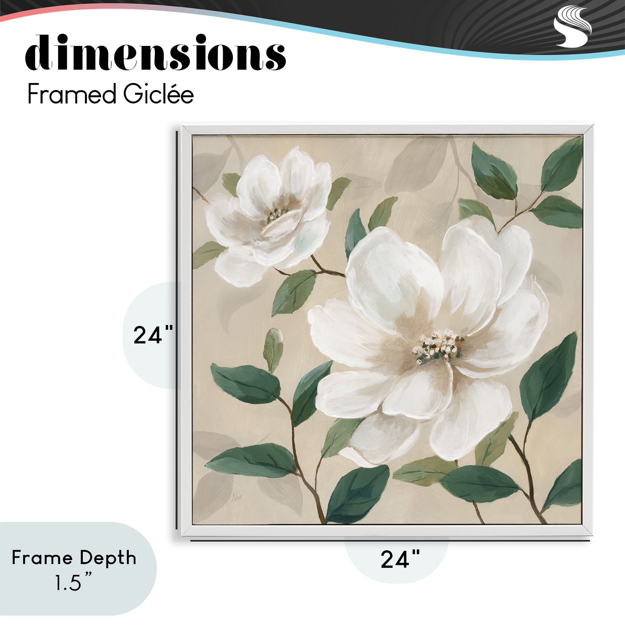 Stupell Industries Serene White Blossom with Leaves White Framed Giclee Art, design by Nan