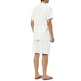 thumbnail image 3 of MODA NOVA Big & Tall Men's Linen Sets Short Sleeves Shirt Beach Shorts White 2XLT, 3 of 5