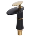 thumbnail image 4 of G1/2 grifo de baño lavabo grifo de lavabo de baño cascada grifo de un solo orificio para casa edificio de oficinas estilo corto negro y dorado, 4 of 8
