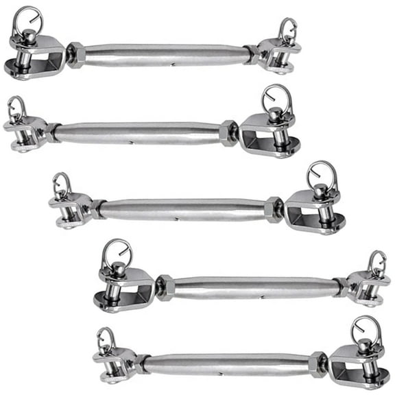 Pack Of 5 Stainless Steel Jaw and Jaw Turnbuckles Heavy Duty Adjustable Tensioning Tool For Rope Cables Marine Rigging