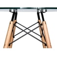 thumbnail image 4 of LeisureMod Dover Mid-Century Round Glossy Glass Top Dining Table with Beech Wooden Legs Stylish Table for Dining Room, Kitchen, or Modern Spaces - Clear, 4 of 9