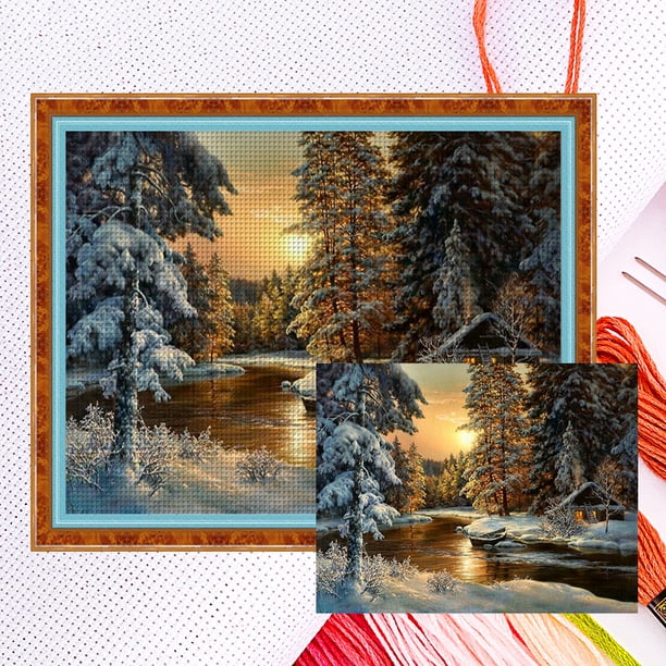 14CT contó ilustraciones DIY punto de cruz lienzo paisaje costura Kit adornos