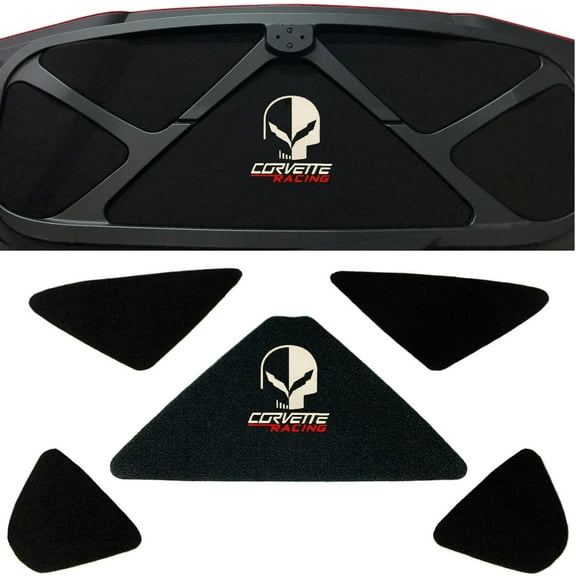 C7 Corvette Trunk Lid Liner with Silver Jake Skull Racing Embroidered Emblem 5 Piece Kit Fits: 14 - 19 Convertible Corvettes