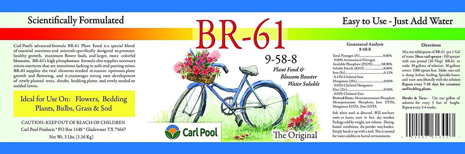 BR-61 Plant Food -- Water Soluble 9-58-8 3 Lbs -- Carl Pool Fertilizers