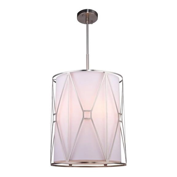 Woodbridge Lighting Regan 5-Light Steel and Fabric Foyer in Satin Nickel