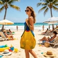 thumbnail image 2 of Blateno Cotton Lined Mesh Shoulder Tote Bag Bohemian Breathable Net Shopping Grocery Bag Large Capacity Handbag Portable Beach Travel Camping Daily Errands Handbag, 2 of 7