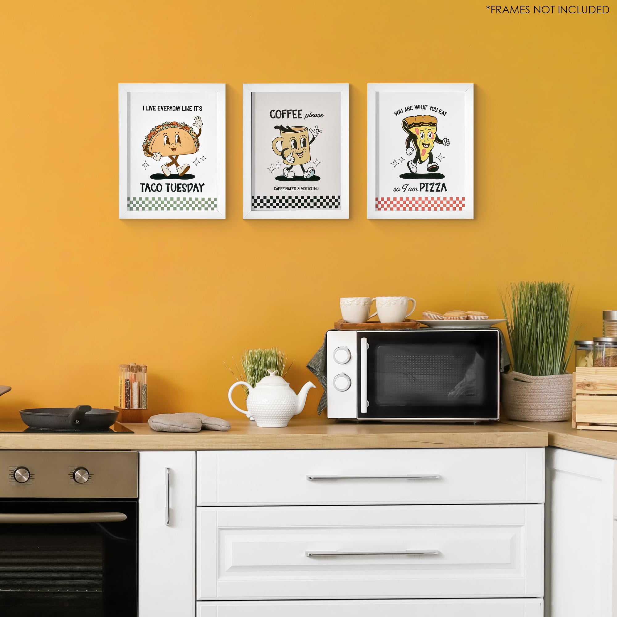 (2 pack) American Art Decor Food 8" x 10" 3-Piece Print Set