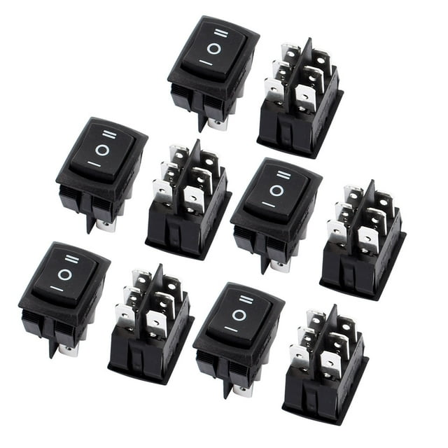 Unique Bargains 10 Pcs x 6 Pin on-off-on DPDT Panel Mount Boat Rocker Switch 250V/6A 125V/10A