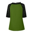thumbnail image 4 of Scyoekwg Short Sleeve Shirt for Women Summer Lace V-Neck Splicing Tunic Tops Solid Color Patchwork Trendy Comfy Casual Loose Shirts Army Green XXL, 4 of 8