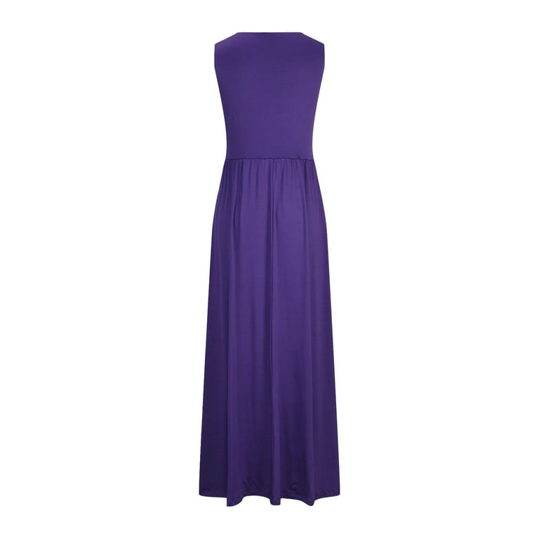 LYEAA Women's Dresses for Attending Wedding Plus Size Sleeveless V Neck  Maxi Dress Flowy Elegant Homecoming Dress Solid Color Dress Fashion Holiday  Party Dress Ruched Ball Gown Purple XXL - Walmart.com