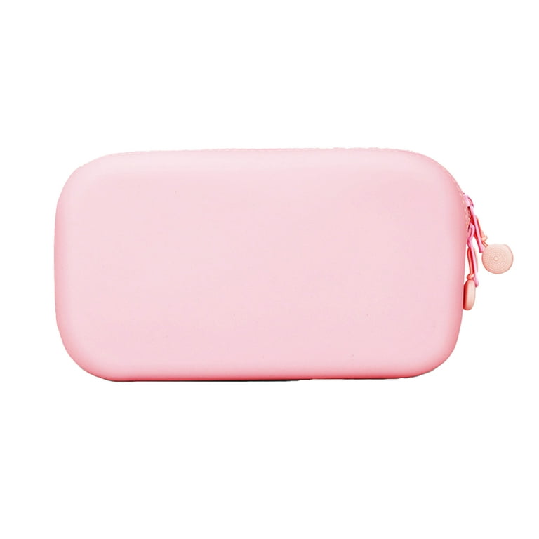 Silicone Solid Color Soft Pencil Case Creative Large Capacity Stationery  Bag Pink Silicone