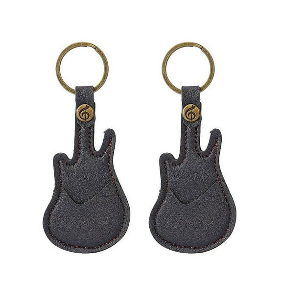 Leather Guitar Picks Case Guitar Pick Holders with Keyring Guitar Plectrums Bag for Guitar Pick Bag Gift Black,2 x pick case,Black