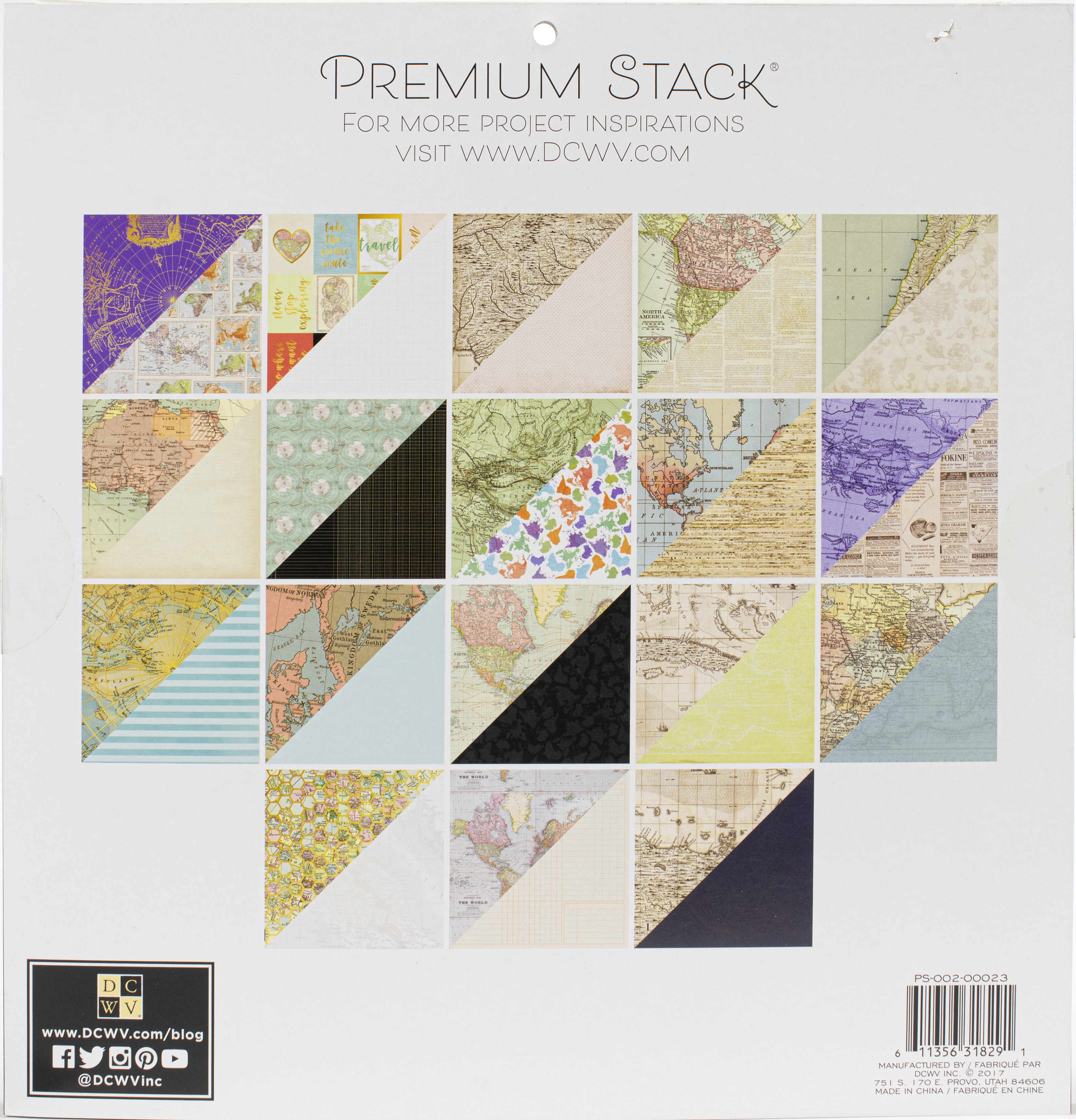 DCWV DoubleSided Cardstock Stack 12"X12" 36/PkgWorld Maps W/Foil Accents