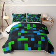 thumbnail image 2 of Erosebridal Pixel Miners Plaid Twin Quilt Set,Modern Geometric Print Twin Coverlet Set For Boys,2pcs, 2 of 7