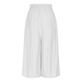 thumbnail image 7 of Qiopertar Plus Size High Waist Casual Pleated Palazzo Pants for Women Oversized Wide Leg Lounge Pants Elastic Waist Ankle Length Comfy Trousers, White L, 7 of 7