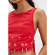 thumbnail image 4 of Blusa de Mujer Sin Mangas con Cuello Redondo, Dobladillo Ondulado con Colores Contrastantes y Bordado Rojo L, 4 of 8