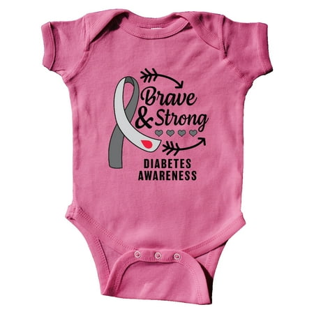 

Inktastic Diabetes Awareness Brave and Strong Gift Baby Boy or Baby Girl Bodysuit