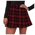 thumbnail image 2 of Baqcunre Rompers For Women Women Pleat Skirt Preppy Style Plaid Mini Skirts School Uniforms Jumpsuits For Women Women'S Pants Red M, 2 of 8