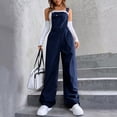 thumbnail image 2 of Women's Wide Leg Overalls Loose Casual Bib Jumpsuit Adjustable Strap Pockets, 2 of 8
