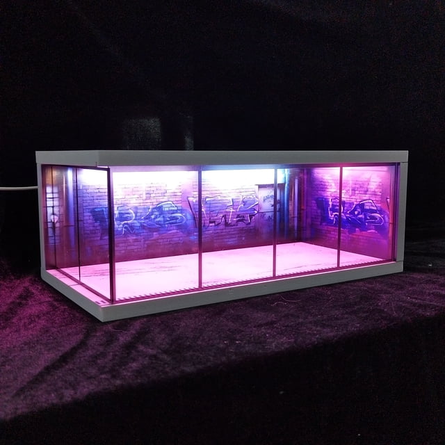 1/64 Scale Car Garage Diorama with USB LED Light Realistic Parking Lot Display Case for Model Cars & Miniature Vehicles,hd-M008-6B